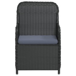 Ensemble à manger de jardin avec coussins 3 pcs noir 