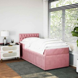 Sommier à lattes de lit avec matelas Rose 90x190 cm Velours 