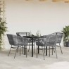 Ensemble à manger jardin coussins 5 pcs gris poly rotin verre 