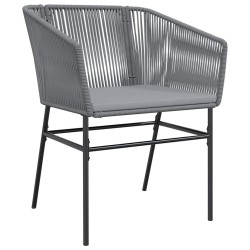 Ensemble à manger jardin coussins 5 pcs gris poly rotin verre 