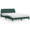 Lit avec matelas vert foncé 140x190 cm velours 