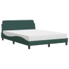 Lit avec matelas vert foncé 140x190 cm velours 