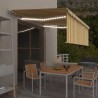 Auvent manuel rétractable avec store et LED 4x3m Jaune et blanc 