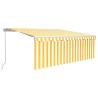 Auvent manuel rétractable avec store et LED 4x3m Jaune et blanc 