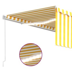 Auvent manuel rétractable avec store et LED 4x3m Jaune et blanc 