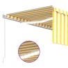 Auvent manuel rétractable avec store et LED 4x3m Jaune et blanc 