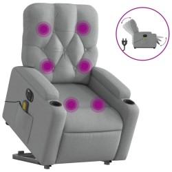Fauteuil inclinable de massage électrique Gris clair Tissu 