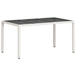 Ensemble à manger de jardin et coussins 5 pcs blanc rotin verre 