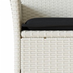 Ensemble à manger de jardin et coussins 5 pcs blanc rotin verre 