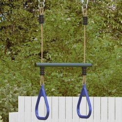 Barre de trapèze et anneaux de gymnastique d'enfants acier 