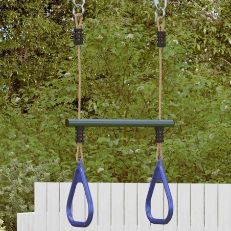 Barre de trapèze et anneaux de gymnastique d'enfants acier 