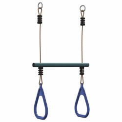 Barre de trapèze et anneaux de gymnastique d'enfants acier 
