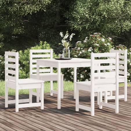 Ensemble à manger de jardin 5 pcs blanc bois massif de pin 