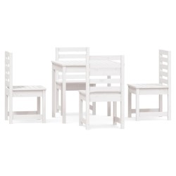 Ensemble à manger de jardin 5 pcs blanc bois massif de pin 