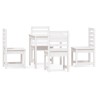 Ensemble à manger de jardin 5 pcs blanc bois massif de pin 