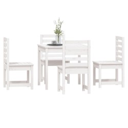 Ensemble à manger de jardin 5 pcs blanc bois massif de pin 