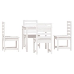 Ensemble à manger de jardin 5 pcs blanc bois massif de pin 