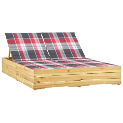 Chaise longue double avec coussins Bois de pin imprégné 