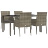 Ensemble à manger de jardin 5 pcs coussins gris résine tressée 