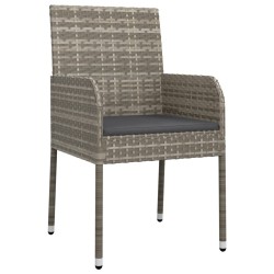 Ensemble à manger de jardin 5 pcs coussins gris résine tressée 