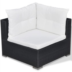 Salon de jardin 5 pcs avec coussins Résine tressée Noir 