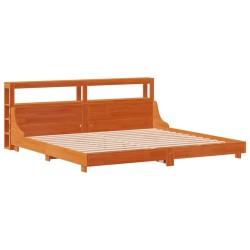 Cadre de lit sans matelas cire marron 200x200cm bois pin massif 