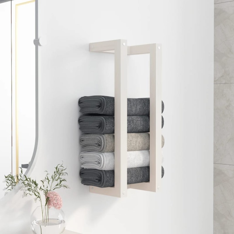Porte-serviette Blanc 23x18x60 cm Bois de pin massif 