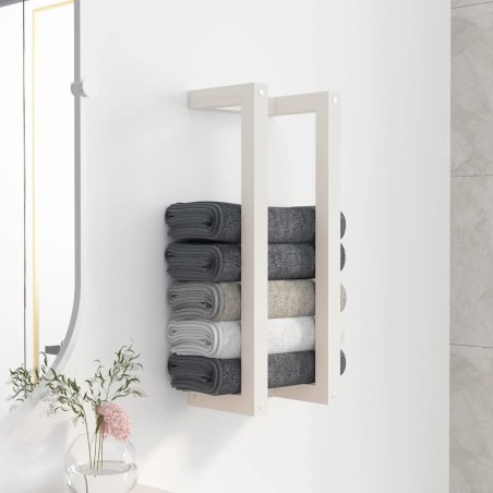 Porte-serviette Blanc 23x18x60 cm Bois de pin massif 