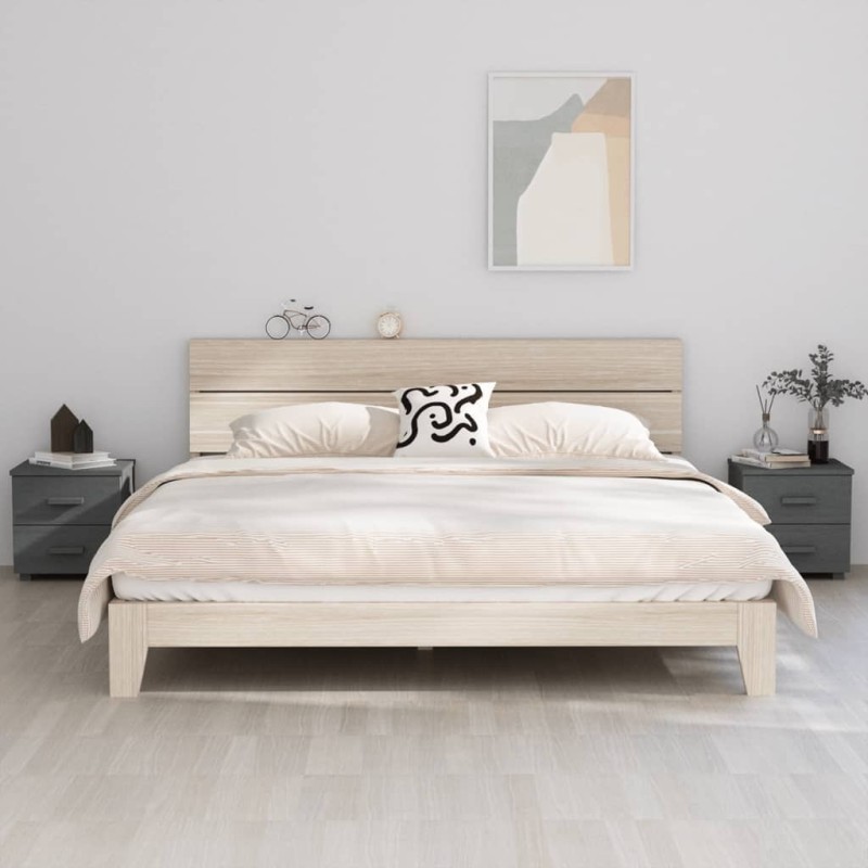 Tables de chevet HAMAR 2pcs Gris foncé 40x35x44,5cm Bois massif Tables de chevet HAMAR 2pcs Gris foncé 40x35x44,5cm Bois massif