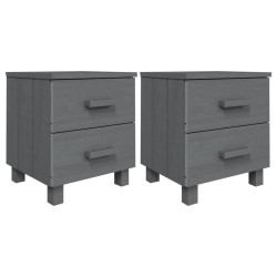 Tables de chevet HAMAR 2pcs Gris foncé 40x35x44,5cm Bois massif 