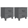 Tables de chevet HAMAR 2pcs Gris foncé 40x35x44,5cm Bois massif 