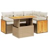 Salon de jardin avec coussins 5 pcs beige résine tressée 