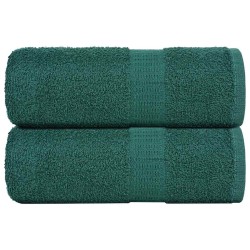 Serviettes de visage 2 pcs vert 30x30 cm 360 g/m² 100% coton 