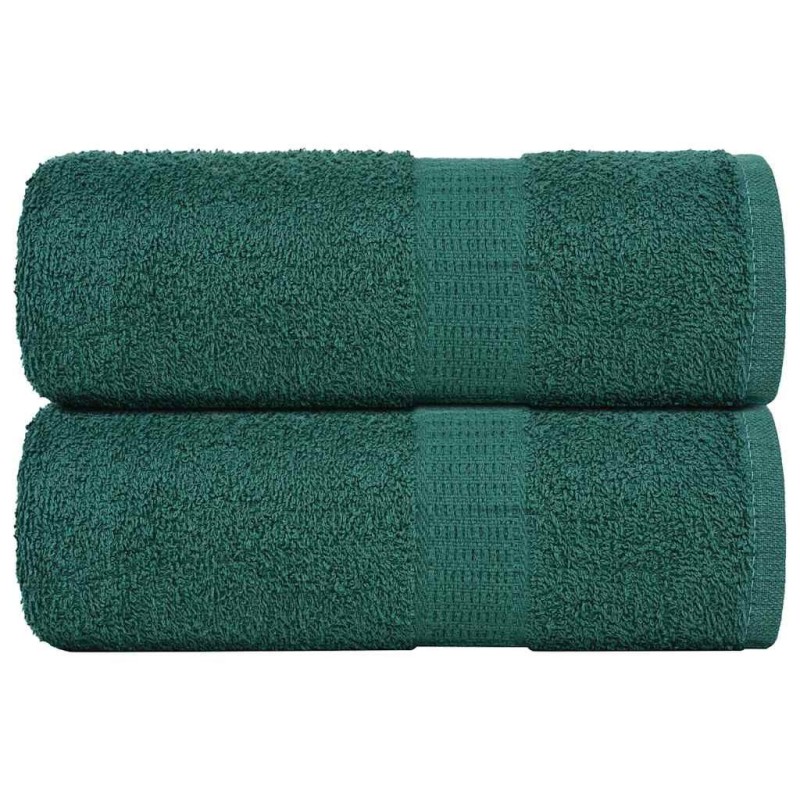 Serviettes de visage 2 pcs vert 30x30 cm 360 g/m² 100% coton 