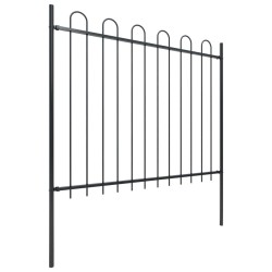 Clôture de jardin avec dessus en cerceau Acier 8,5 x 1,5 m Noir 
