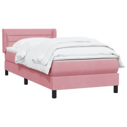 Sommier à lattes de lit avec matelas rose 100x220 cm velours 