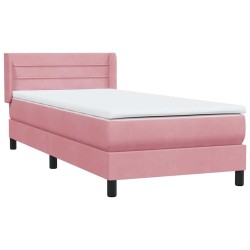 Sommier à lattes de lit avec matelas rose 100x220 cm velours 