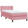 Sommier à lattes de lit avec matelas rose 100x220 cm velours 