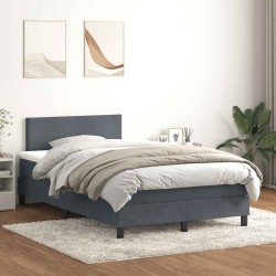 Sommier à lattes de lit et matelas gris foncé 120x210cm velours 