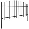 Clôture de jardin à dessus en lance Acier (0,5-0,75)x11,9m Noir 