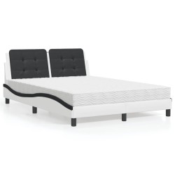 Lit avec matelas blanc et noir 120x200 cm similicuir 