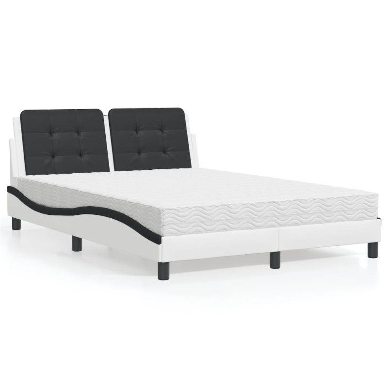 Lit avec matelas blanc et noir 120x200 cm similicuir 