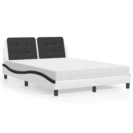 Lit avec matelas blanc et noir 120x200 cm similicuir 
