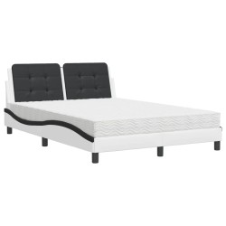 Lit avec matelas blanc et noir 120x200 cm similicuir 