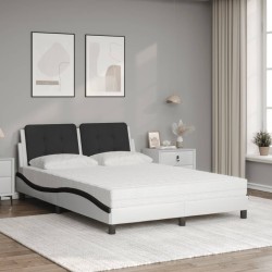 Lit avec matelas blanc et noir 120x200 cm similicuir 