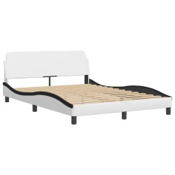 Lit avec matelas blanc et noir 120x200 cm similicuir 