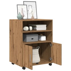 Armoire à roulettes chêne artisanal 60x48x81 cm bois ingénierie 
