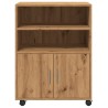 Armoire à roulettes chêne artisanal 60x48x81 cm bois ingénierie 