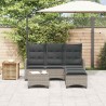 Salon de jardin 3 pcs avec coussins forme L gris résine tressée 