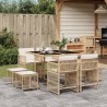 Ensemble à manger de jardin et coussins 9 pcs beige Poly rotin 